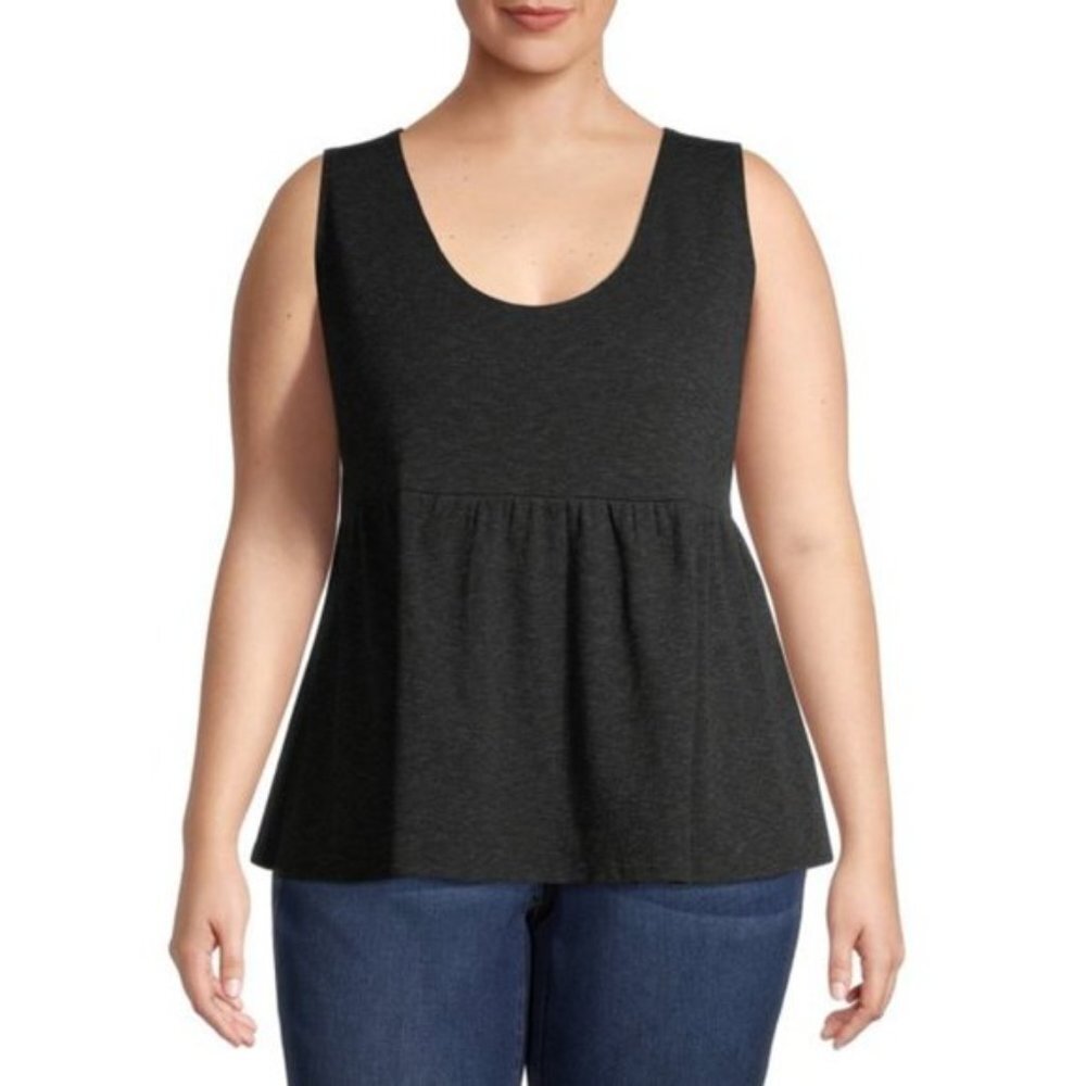 Terra & Sky Women's Plus Size Knit Peplum Tank 0X